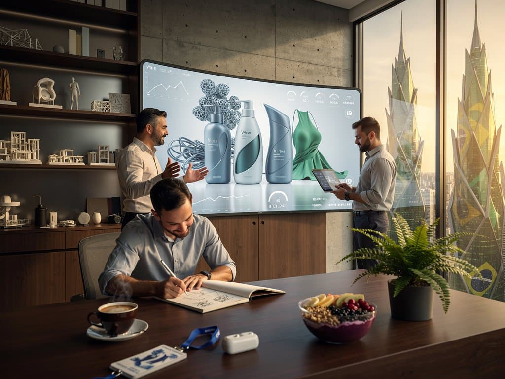 Modelos generativos de IA em arquitetura sustentável morphing para embalagens de beleza eco e padrões de moda, com gráficos cripto BTC e Fear & Greed