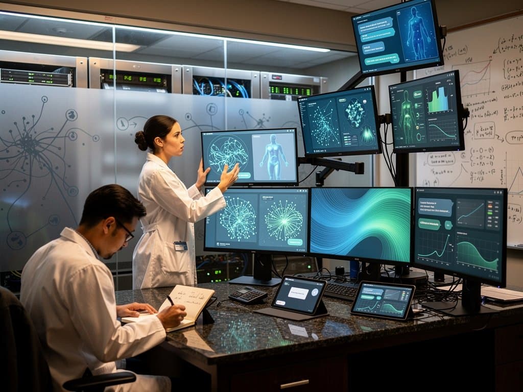 Laboratório de IA em Nashville com visualizações neurais e interfaces de chatbots para saúde mental